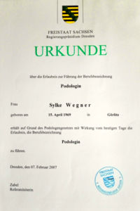 Urkunde Podologie